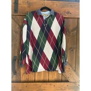 Vintage New River Company men’s large argyle long sleeve polo shirt